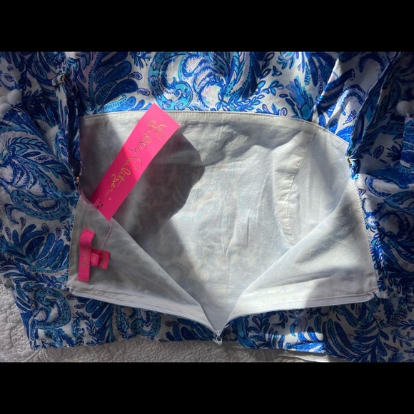 RARE Lilly Pulitzer GRETNA 16 LINEN Skirt Set BAHA BLUE BIRD IS THE WORD NWT - Picture 12 of 15